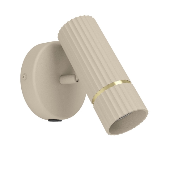 Applique da comodino per camera da letto con interruttore faretto sabbia ottone eglo caminia