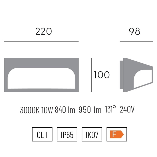Applique grafite per esterno led 3000k ip65