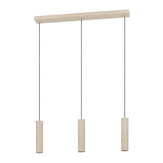 Lampadario sabbia oro 3 cilindri pendenti a sospensione per tavolo da pranzo eglo caminia