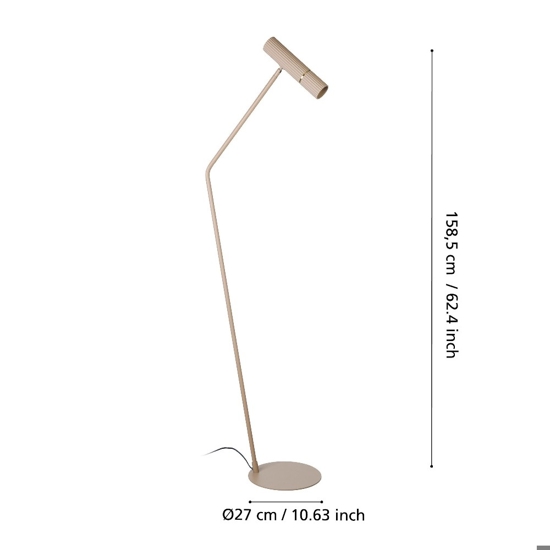 Piantana lampada da lettura sabbia oro cilindro rigato moderna eglo caminia