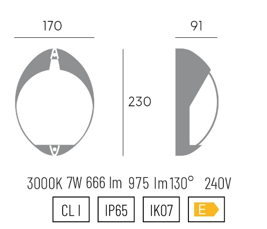 Applique da esterno bianca moderna led 7w 3000k ip65