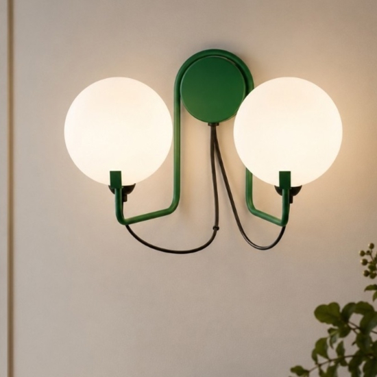 Applique doppia luce verde stilnovo bugia design moderno