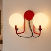 Bugia stilnovo applique doppia luce metallo rosso vetro design