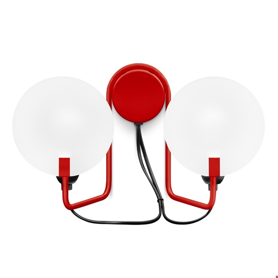 Bugia stilnovo applique doppia luce metallo rosso vetro design