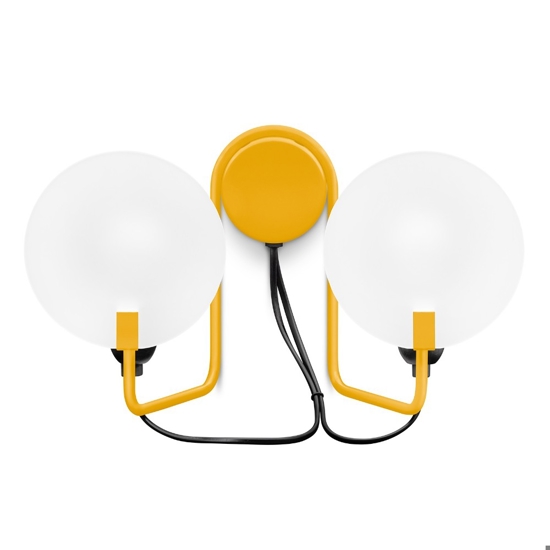 Applique doppia luce bugia stilnovo gialla vetro design