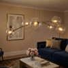 Maytoni lampadario moderno ottone sei sfere vetro trasparente