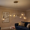 Maytoni lampadario moderno ottone sei sfere vetro trasparente