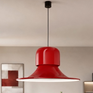 Lampadario per tavolo da pranzo stilnovo campana rosso led cct