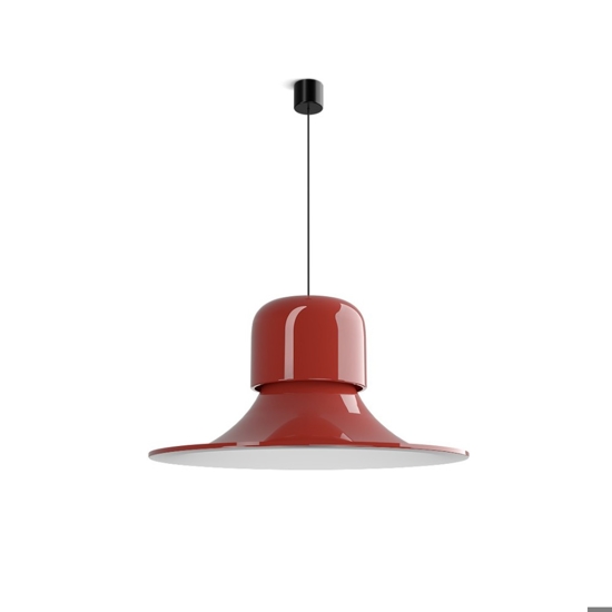 Lampadario per tavolo da pranzo stilnovo campana rosso led cct