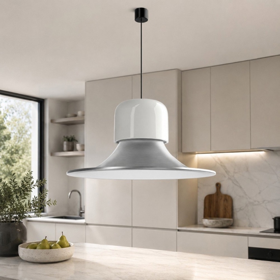 Lampadario da cucina alluminio led cct campana stilnovo