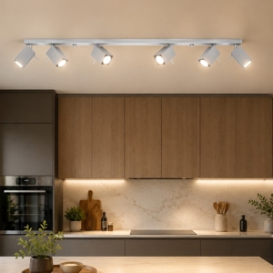 Plafoniera grigio con faretti orientabili