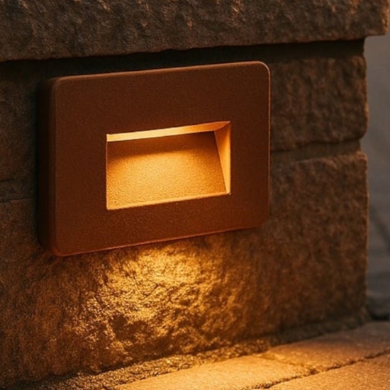 Life segnapasso led da incasso per esterno corten 2w cct 3000k 4200k 6500k ip65