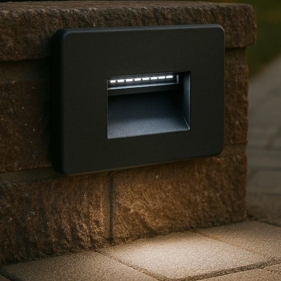 Life segnapasso da incasso nero per esterno  led 2w 4000k ip65 fp