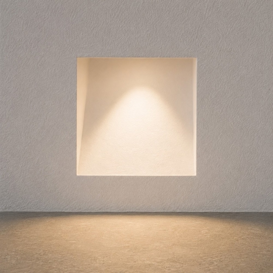 Segnapasso di gesso da incasso a scomparsa bianco g9 led