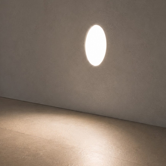 Faretto segnapasso led 3.5w 2700k da incasso parete gesso cristaly per scala