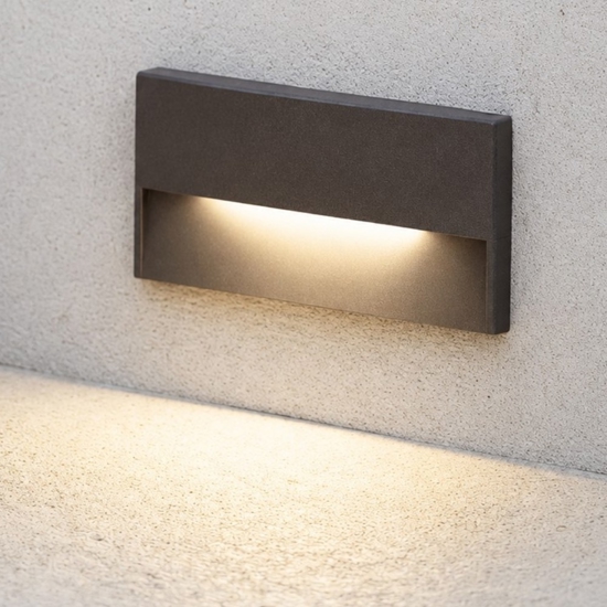 Segnapasso a parete per esterno led 4w 4000k rettangolare grafite