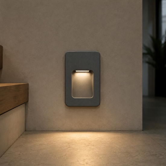 Segnapasso led da esterno 3w 3000k a incasso antracite