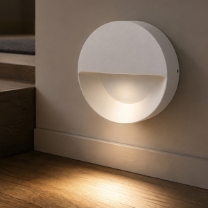 Segnapasso led da esterno a parete rotondo bianco led 6w 3000k