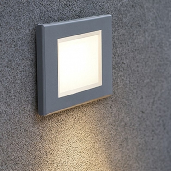Segnapasso da incasso parete led 3w 4000k grigio per esterno ip65