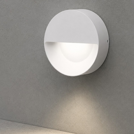 Segnapasso a parete per esterno rotondo bianco led 6w 4000k