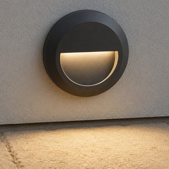 Segnapasso led per esterno rotondo 1w 3000k ip65 antracite