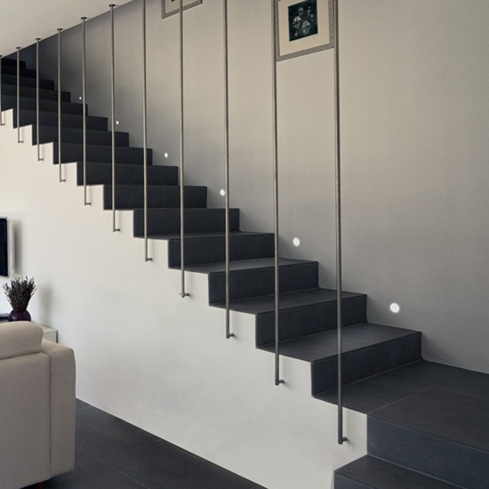 Faretto segnapasso led 3.5w 3000k da incasso a parete gesso cristaly rotondo