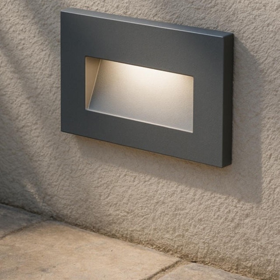 Segnapasso da incasso a parete led 3w 4000k da esterno grafite ip65
