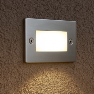 Segnapasso led da esterno 1w 3000k ip65 incasso parete acciaio inox rettangolare