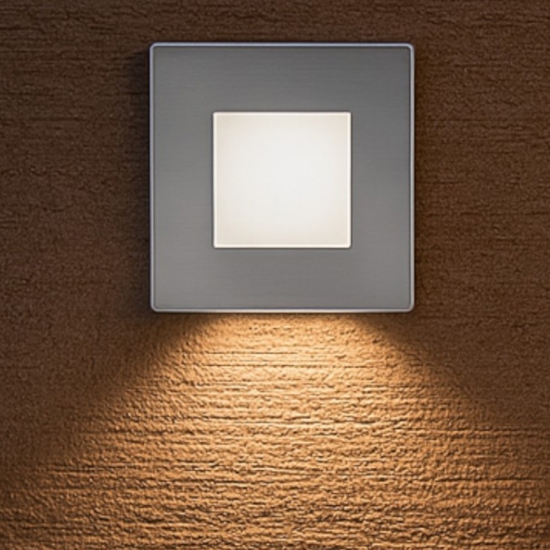 Segnapasso led da esterno incasso parete 3000k quadrato acciaio inox