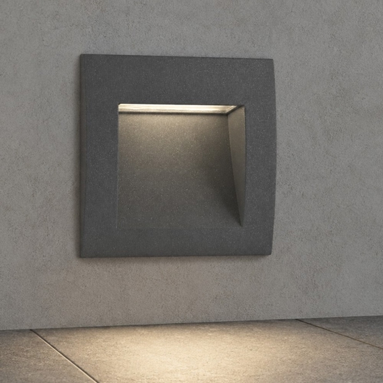 Segnapasso led 3w 3000k da incasso quadrato antracite per esterno