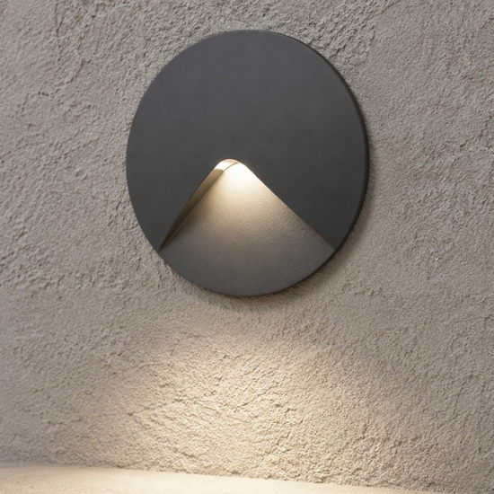 Segnapasso led per esterni da incasso a parete 2w 3000k ip44  antracite rotondo