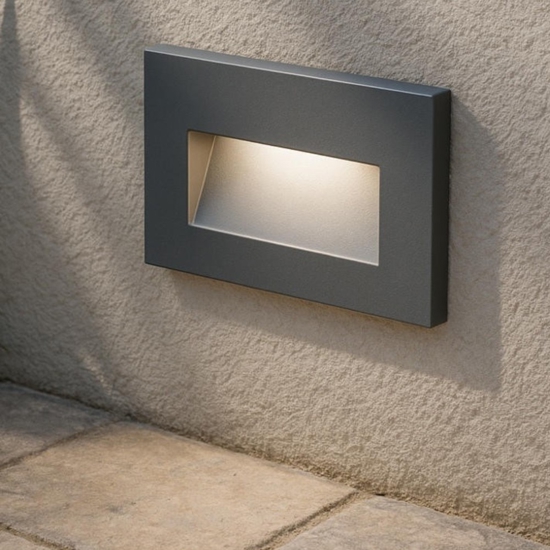 Segnapasso da esterno a incasso a parete grafite led 3w 3000k
