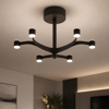 Plafoniera moderna nera fronda stilnovo 6 luci dali led 27w 2700k