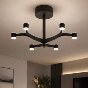 Plafoniera moderna nera fronda stilnovo 6 luci dali led 2700k
