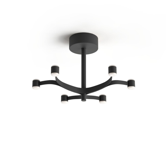 Plafoniera moderna nera fronda stilnovo 6 luci dali led 2700k