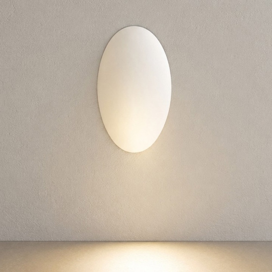 Segnapasso in gesso da incasso bianco ovale