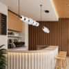 Lampadario nero sfere di vetro effetto alabastro moderno per sala da pranzo led 50w 3000k 4000k