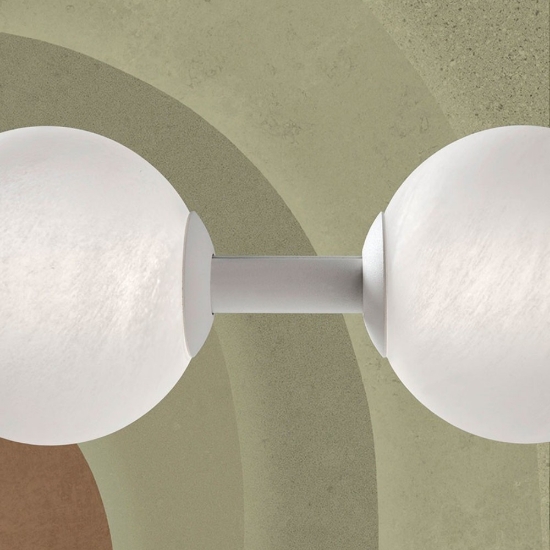 Lampadario bianco a sospensione sfere vetro effetto alabastro per soggiorno moderno