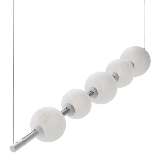 Lampadario bianco a sospensione sfere vetro effetto alabastro per soggiorno moderno