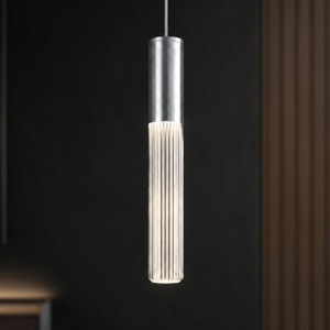 Lampada a sospensione pendente grigio alluminio cilindro led cct 3000k 4000k moderna