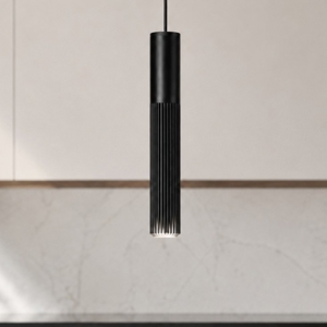 Lampada a sospensione nero rigato biemissione led cct 3000k 4000k cri90 moderna