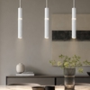 Lampadario barra 3 cilindri a sospensione bianco led cct 3000k 4000k per tavolo sala da pranzo moderno
