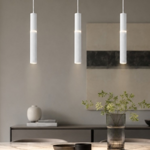Lampadario barra 3 cilindri a sospensione bianco led cct 3000k 4000k per tavolo sala da pranzo moderno