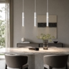Lampadario barra 3 cilindri a sospensione bianco led cct 3000k 4000k per tavolo sala da pranzo moderno