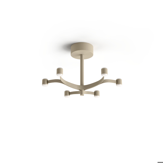 Plafoniera moderna 6 luci tortora fronda stilnovo led cct dali push