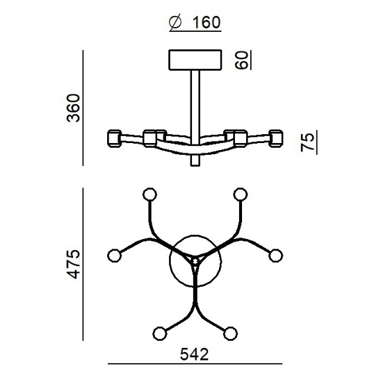 Plafoniera moderna 6 luci tortora fronda stilnovo led cct dali push