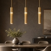 Lampadario con 3 lampade pendenti oro anodizzato per tavolo soggiorno contemporaneo led 24w 4000k