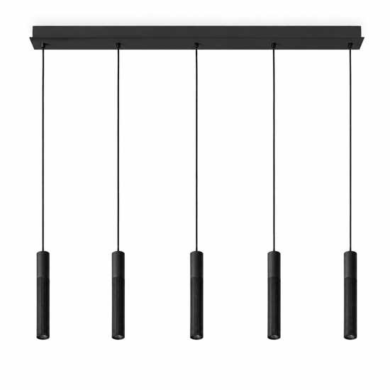 Lampadario nero con lampade cilindri pendenti led cct 3000k 4000k per sala da pranzo moderna
