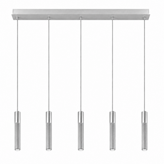 Lampadario a barra con 5 lampade a sospensione alluminio per tavolo sala da pranzo moderna