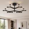 Plafoniera moderna 12 luci nera led 51w 2700k fronda stilnovo